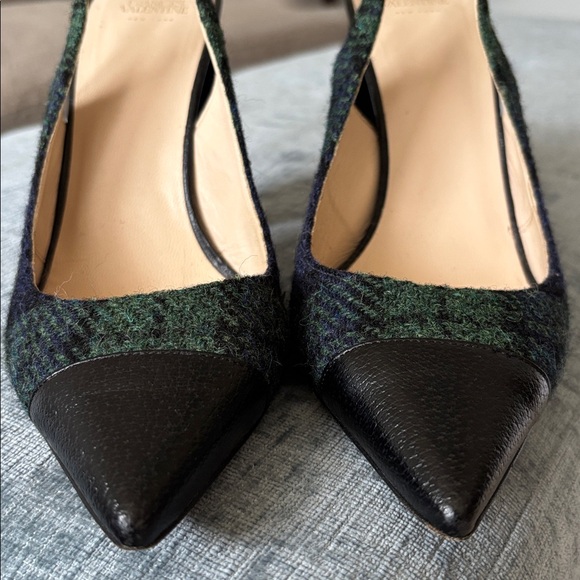 Frances Valentine Sandy Slingback Pumps in Blue/Green Plaid - Picture 5 of 7